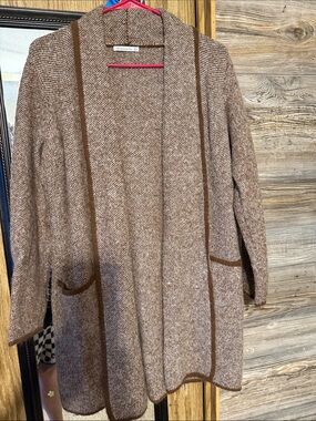 Staccato Two-Tone Brown Open-Front Cardigan